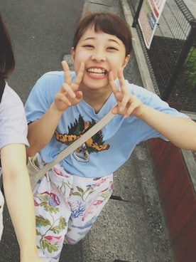 「HUG（ハグ）のアイテム（パンツ）」を使った、ルカさん（レディース・155cm）の夏コーディネート