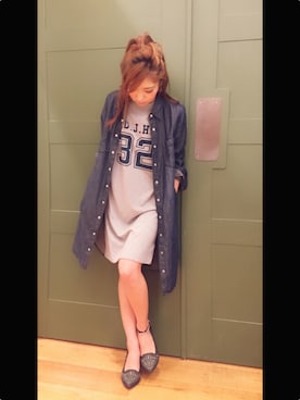 「Champion（チャンピオン）のアイテム（シャツワンピース）」を使った、mikaさん（レディース・149cm）の夏コーディネート