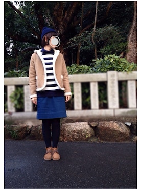 「Samansa Mos2（サマンサ モスモス）のアイテム（ムートンコート）」を使った、minatoさん（レディース・161cm）の冬コーディネート