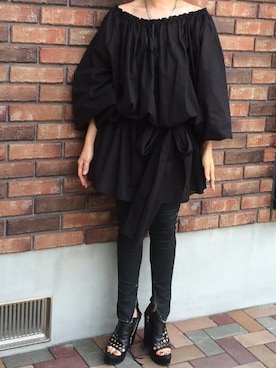 「ADDICT NOIR（アディクトノアー）のアイテム（チュニック）」を使った、ふなさん（レディース・160cm）の夏コーディネート