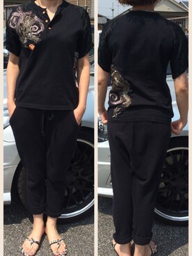 「PLAIN CLOTHING（プレーンクロージング）のアイテム（パンツ）」を使った、ふなさん（レディース・160cm）の夏コーディネート