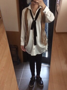 「アイテム（その他トップス、ブラウン系）」を使った、ふなさん（レディース・160cm）の秋コーディネート