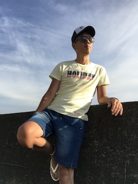 「SETTING CRACKS（セッティングクラックス）のアイテム（シューズ）」を使った、ハイカラゴルフさん（メンズ・176cm）の夏コーディネート
