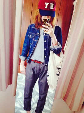 「Levi's（リーバイス）のデニムジャケット（デニムジャケット、ブルー系）」を使った、おかゆさん（レディース・156cm）の春コーディネート