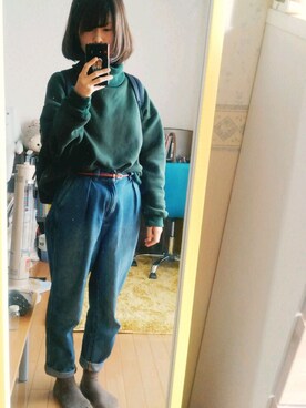 「マムジーンズ」｜椿さん（レディース・153cm）の春コーディネート