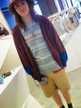 「White Mountaineering」｜「アイテム（アクセサリー）」を使った、AHOMさん（メンズ・175cm）の夏コーディネート