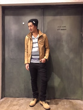 「アイテム（ライダースジャケット）」を使った、JACKROSE KANAZAWAさん（メンズ・177cm・20代）の秋コーディネート