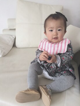 「アイテム（ブーティ、ゴールド系）」を使った、maiさん（キッズ・70cm）の冬コーディネート