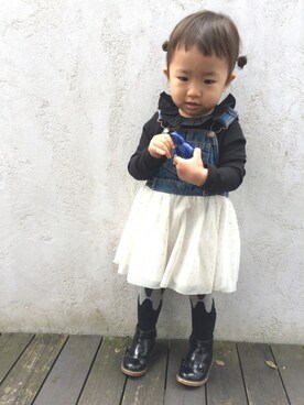 「OSHKOSH（オシュコシュ）のアイテム（ワンピース/ドレス）」を使った、maiさん（キッズ・80cm）の秋コーディネート