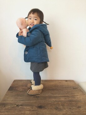 「1歳半」｜「アイテム（おもちゃ）」を使った、maiさん（キッズ・80cm）の冬コーディネート