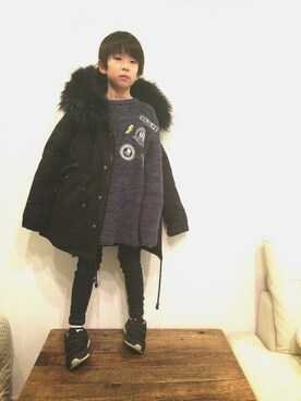 「ZARA KIDS」｜「アイテム（モッズコート）」を使った、maiさん（キッズ・123cm）の冬コーディネート