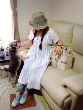 「NATURAL WORLD（ナチュラルワールド）のアイテム」を使った、koba*rukaさん（レディース・159cm）の夏コーディネート