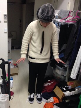 「And A（アンドエー）のアイテム（帽子）」を使った、マーハリさん（メンズ・172cm）の冬コーディネート
