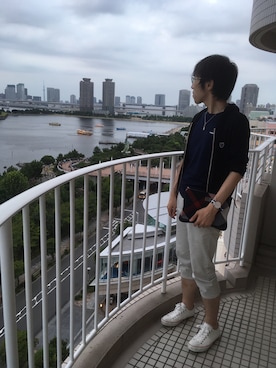 「BLACK LABEL CRESTBRIDGE（ブラックレーベル・クレストブリッジ）のアイテム（ショルダーバッグ）」を使った、kentyさん（メンズ・177cm）の夏コーディネート