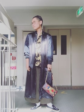 「SASQUATCHfabrix.（サスクワァッチファブリックス）のアイテム」を使った、植田昇明さん（メンズ・175cm）の夏コーディネート