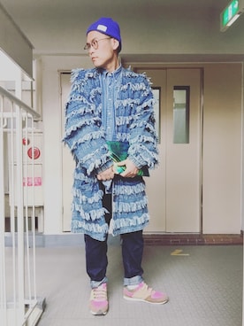 「H&M（エイチ・アンド・エム）のアイテム（クラッチバッグ）」を使った、植田昇明さん（メンズ・175cm）の夏コーディネート