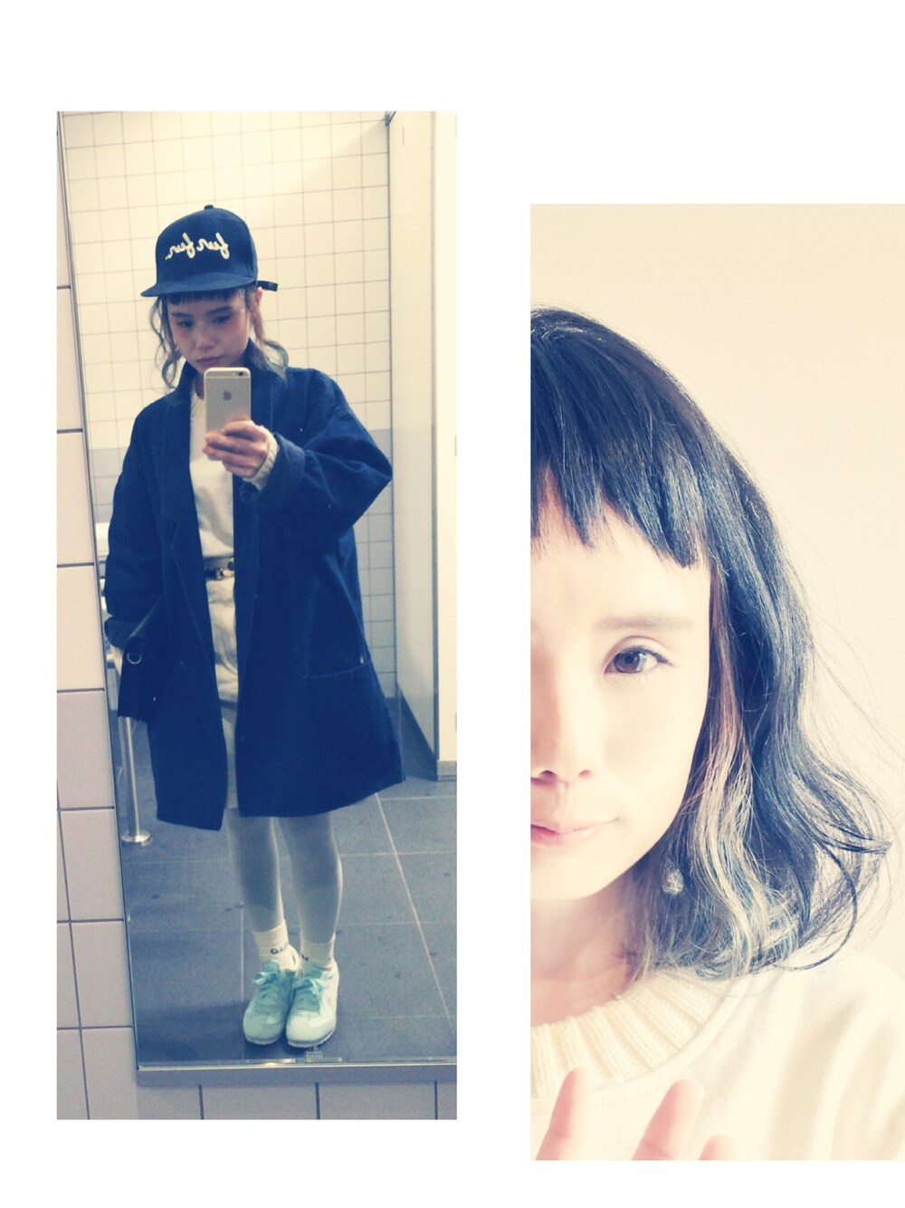 ホワイト系のスカート、ホワイト系のTシャツ/カットソー、ブルー系のデニムジャケットを着用したレディースの冬コーディネートの1枚目の写真