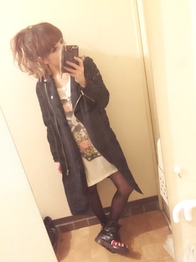 「Candy Stripper」｜「アイテム（ライダースジャケット）」を使った、NaruMiiさん（レディース・153cm）の春コーディネート