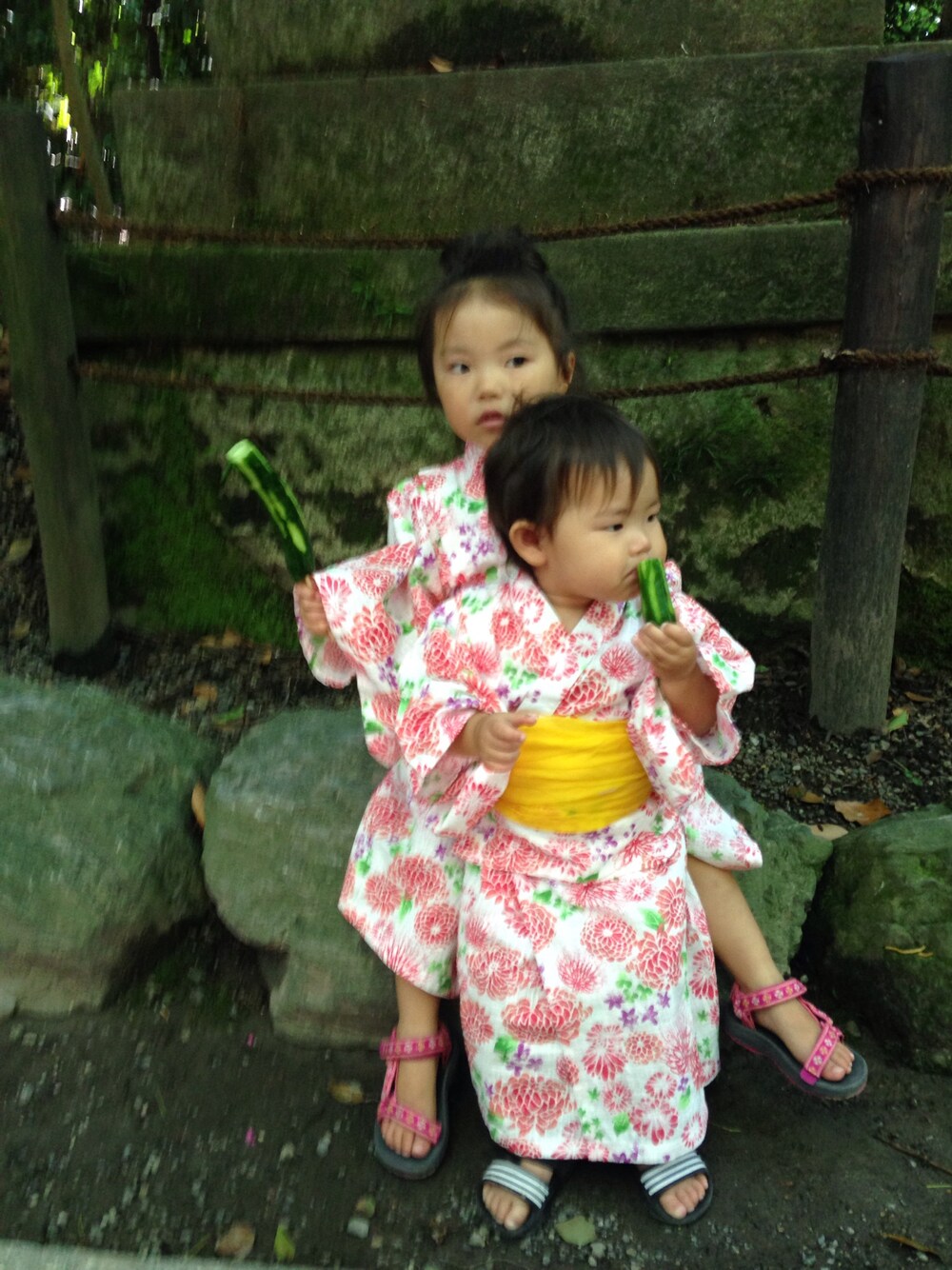 「kids、ゆかた、お祭り、花火大会、おそろコーデ」｜「abcdのなぜか浮き輪（笑）（浴衣、ホワイト系）」を使った、＊M&M＊さん（キッズ・90cm）の夏コーディネートの1枚目の写真
