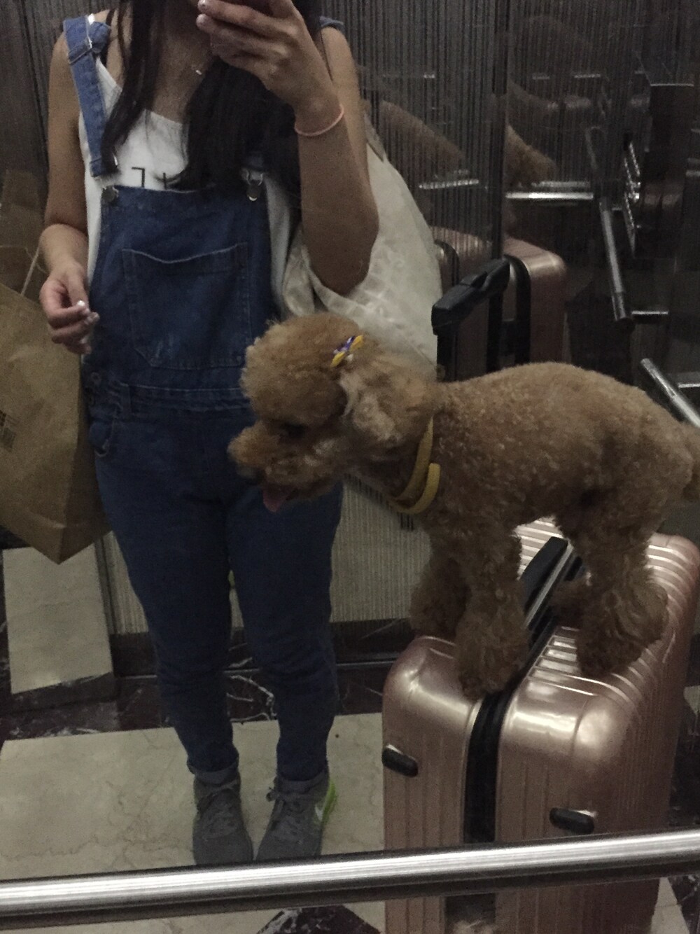 「ootd、outfit、summer、denim、Nike flyknit、chanel、RIMOWA」｜「RIMOWAのアイテム（スーツケース/キャリーバッグ、ピンク系）」を使った、Hsuan   モエさん（レディース・157cm）の秋コーディネートの1枚目の写真