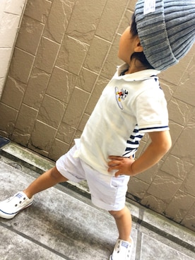「GLOBAL WORK（グローバルワーク）のアイテム（ポロシャツ）」を使った、tomamaさん（キッズ・100cm）の夏コーディネート