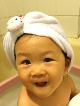 「CRASH HELLO KITTY（クラッシュハローキティ）のアイテム（帽子）」を使った、Emilyさん（キッズ・90cm）の夏コーディネート