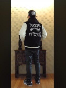 「Bape」｜「アイテム（スタジャン）」を使った、sumraさん（メンズ・171cm）の夏コーディネート