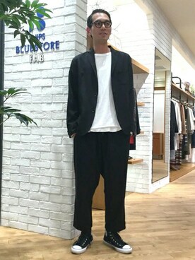 「同色コーデ」｜「アイテム（ジャケット/アウター）」を使った、福山さん（メンズ・178cm）の夏コーディネート