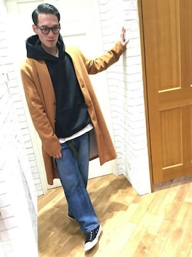 「SHIPS JET BLUE（シップスジェットブルー）のアイテム（ファッション雑貨）」を使った、福山さん（メンズ・178cm）の冬コーディネート