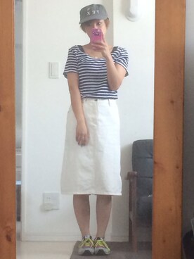「PAR ICI」｜「アイテム（キャップ）」を使った、mAcoさん（レディース・156cm）の夏コーディネート