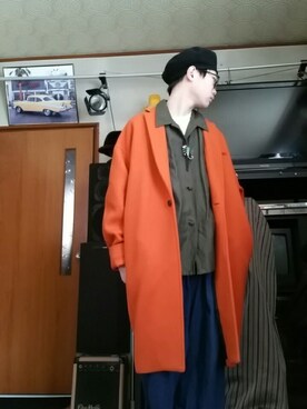 「neonsign」｜「アイテム（チェスターコート）」を使った、春木　優さん（メンズ・162cm）の春コーディネート