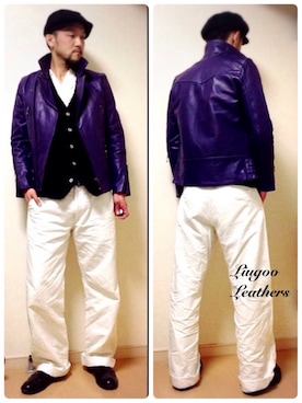 「ワーク」｜「アイテム（ライダースジャケット）」を使った、YUSUKE.N【LIUGOO】さん（メンズ・175cm）の冬コーディネート