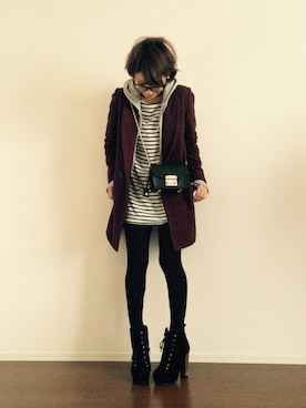 「Banner Barrett（バナーバレット）のアイテム（チェスターコート）」を使った、Haru☆さん（レディース・153cm）の秋コーディネート