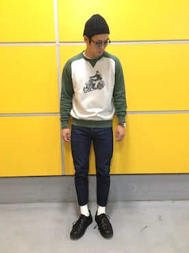 「RRL（ダブル アール エル）のアイテム（スウェット）」を使った、ゴリラーマンさん（メンズ・170cm）の秋コーディネート