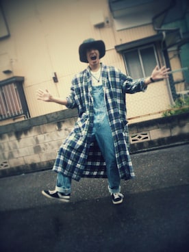 「ガウン」｜「アイテム（オールインワン・サロペット）」を使った、angoさん（メンズ・175cm）の秋コーディネート