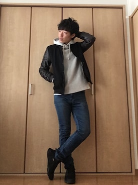 「STUDIOUS（ステュディオス）のアイテム（スタジャン）」を使った、九州男児：0001号さん（メンズ・176cm）の秋コーディネート