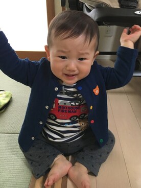 「MIKI HOUSE（ミキハウス）のアイテム（その他トップス）」を使った、motoさん（キッズ・70cm）の冬コーディネート