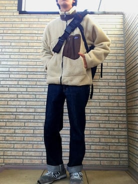 「MYSTERY RANCH（ミステリーランチ）のアイテム（メッセンジャーバッグ）」を使った、をのまさん（メンズ・170cm）の冬コーディネート