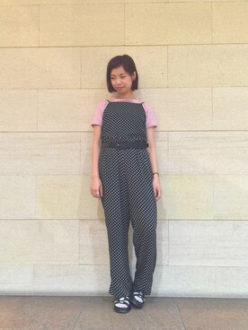 「Ray BEAMS（レイビームス）のアイテム（つなぎ/オールインワン）」を使った、Shioriさん（レディース・155cm）の春コーディネート