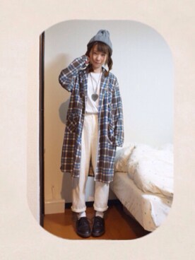 「Crisp（クリスプ）のアイテム（ニットキャップ/ビーニー）」を使った、m a n a  さん（レディース・152cm）の秋コーディネート