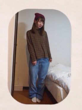「Crisp（クリスプ）のアイテム（ニットキャップ/ビーニー）」を使った、m a n a  さん（レディース・152cm）の秋コーディネート