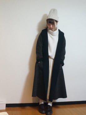 「リバーシブル」｜「アイテム（チェスターコート）」を使った、m a n a  さん（レディース・152cm）の冬コーディネート
