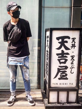 「ZARA（ザラ）のアイテム（つなぎ/オールインワン）」を使った、潘維禮さん（メンズ・178cm）の夏コーディネート