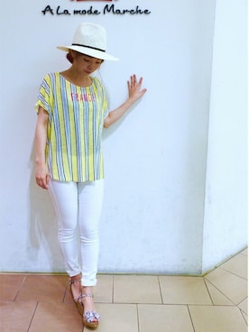 「A La mode Marche（アラモードマルシェ）のアイテム」を使った、maruさん（レディース・155cm）の夏コーディネート