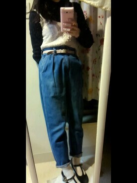 「マムジーンズ」｜ようさん（レディース・158cm）の冬コーディネート