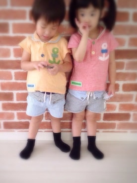 「BLEU H. （ブルーオリゾン）のアイテム」を使った、Emi Hayashiさん（キッズ・80cm）の夏コーディネート