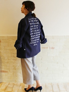 「刺繍」｜「アイテム（カバーオール）」を使った、FRAMeWORK 新宿ルミネ　inoさん（レディース・158cm）の春コーディネート