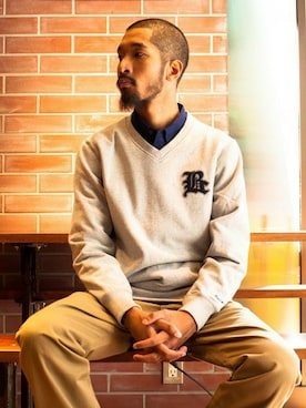 「Back Channel（バックチャンネル）のアイテム（スウェット）」を使った、Back Channel®︎さん（メンズ・176cm）の秋コーディネート