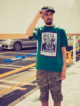 「Back Channel（バックチャンネル）のアイテム（ハンチング/ベレー帽）」を使った、Back Channel®︎さん（メンズ・176cm）の春コーディネート