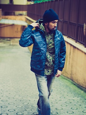 「Back Channel（バックチャンネル）のアイテム（ナイロンジャケット）」を使った、Back Channel®︎さん（メンズ・176cm）の冬コーディネート